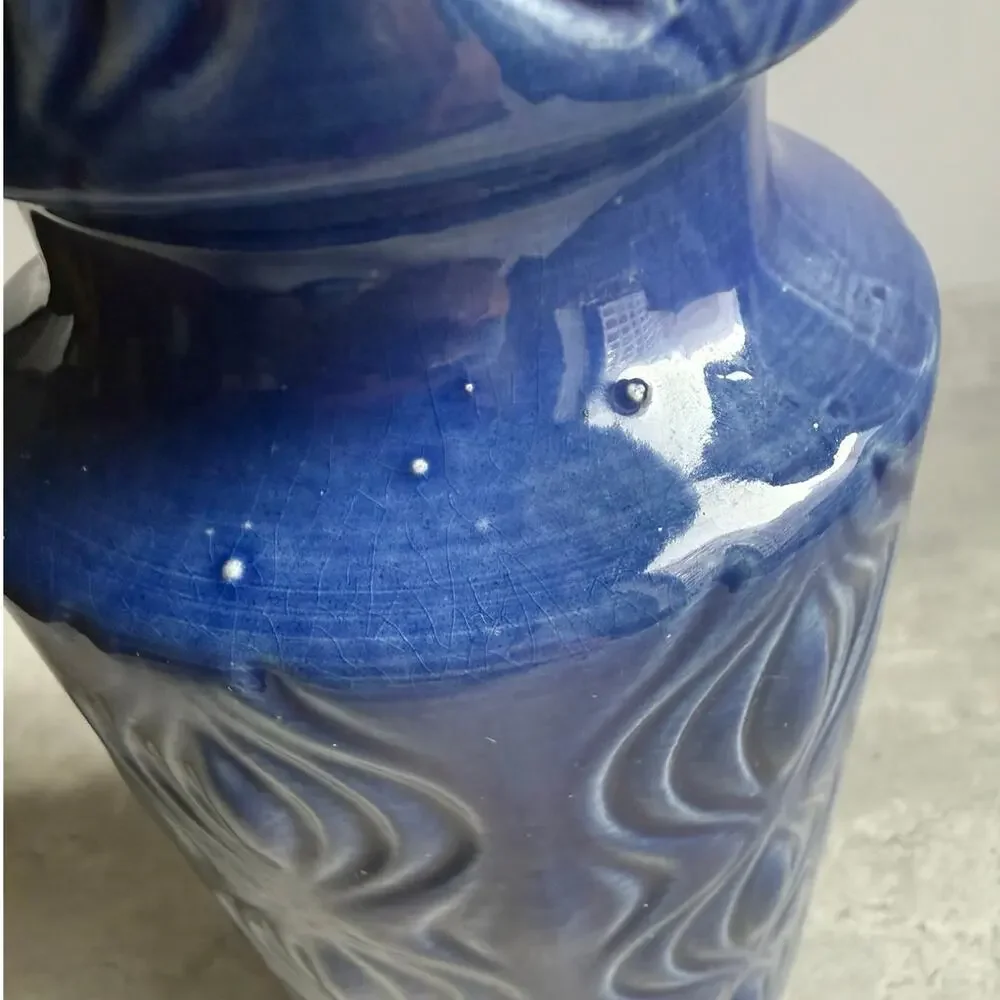 Scheurich 285-23 Amsterdam Blue Ceramic Onion Vase MCM Fat Lava West Germany 70s
